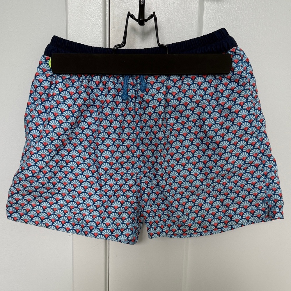 Kids Patterned Blue and Red Swim Trunks